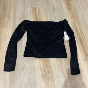 Chic Black Lace Off-Shoulder Blouse